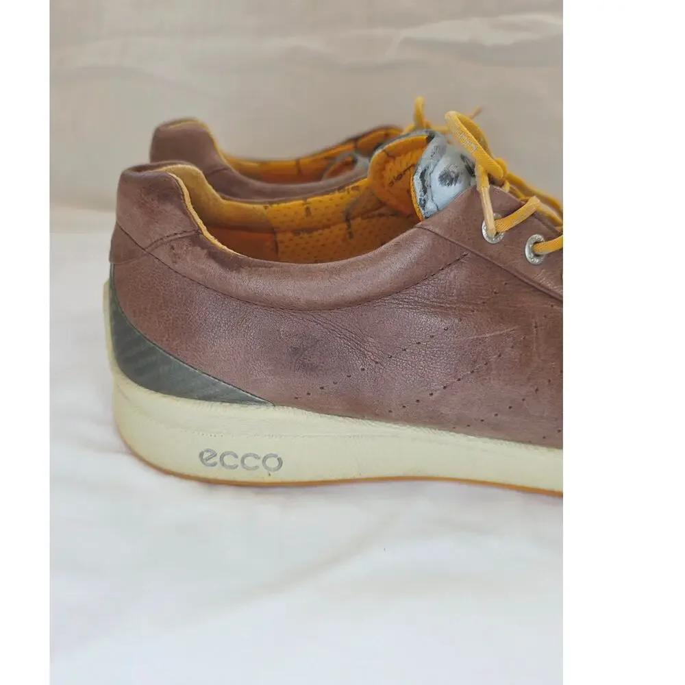 ECCO Biom Hybrid Golf Shoes Mens EU 44/ 10-10.5 Brown  Leather Spikeless Lace Up